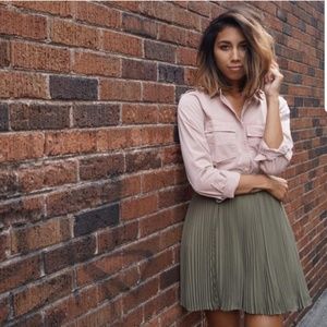 Banana Republic Olive Green Pleated Skirt